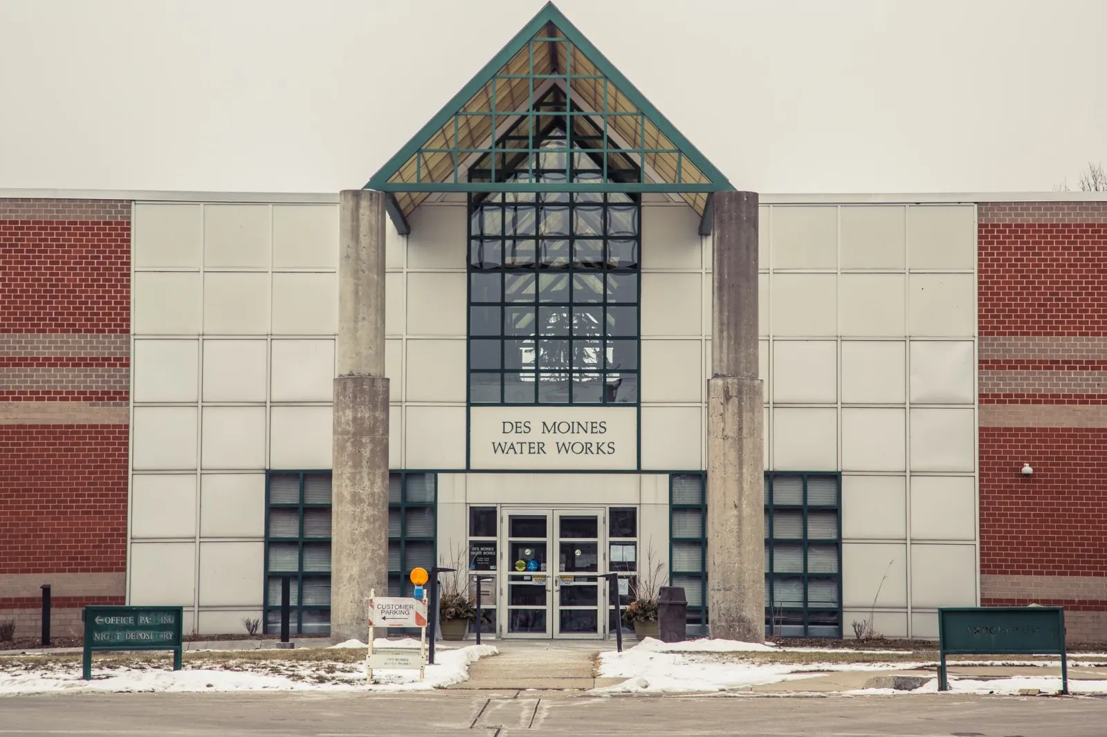 The Des Moines Water Works building, the utility that produces and distributes drinking water for the city.